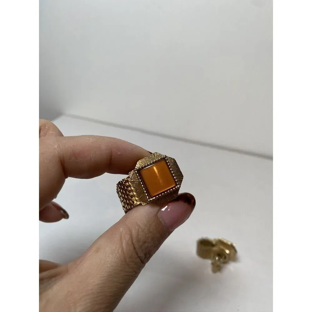 Vintage Thermoset Brown Glass Mesh‎ Wrap Cufflinks, Circa 1960, Gift Boxed!